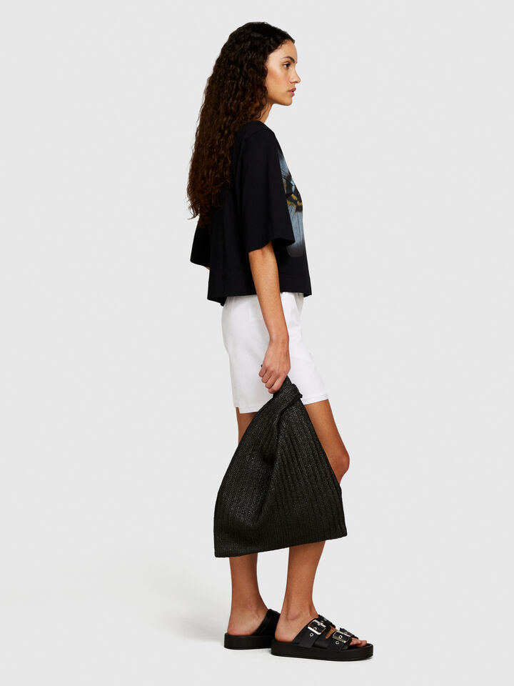 Organic cotton t-shirt with print - women's short sleeve t-shirts - Black | Sisley image number 2